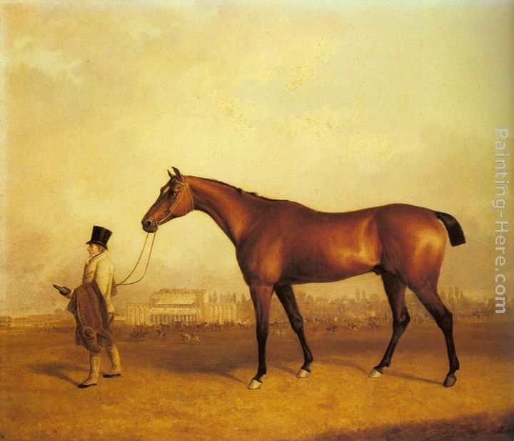John Ferneley Snr Emlius, Winter of the 1832 Derby, held by a Groom at Doncaster